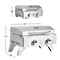 Portable 2-Burner Gas Grill Silver Stainless Steel Outdoor BBQ with Thermometer